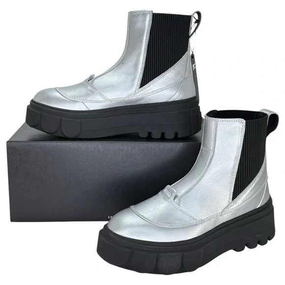 Sorel Caribou X Silver Leather Waterproof Womens Chelsea Boots Size 8M - Picture 13 of 14